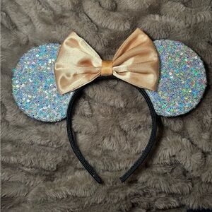 Sequin Mouse Ears Headband with Gold Bow